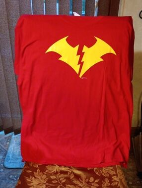 Hanes Red Short Sleeve Tee with Yellow Lightning Bat Graphic